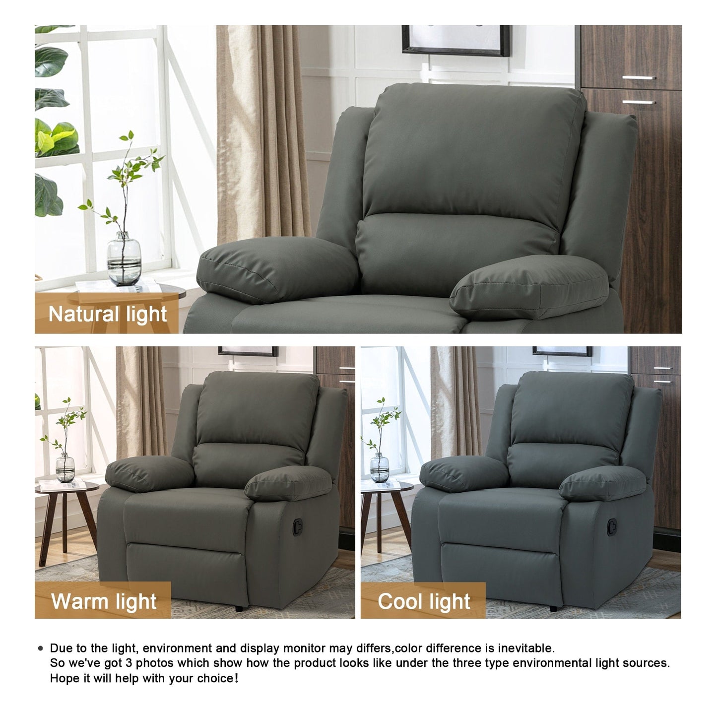 Poltrona in similpelle, divano singolo, reclinabili regolabili