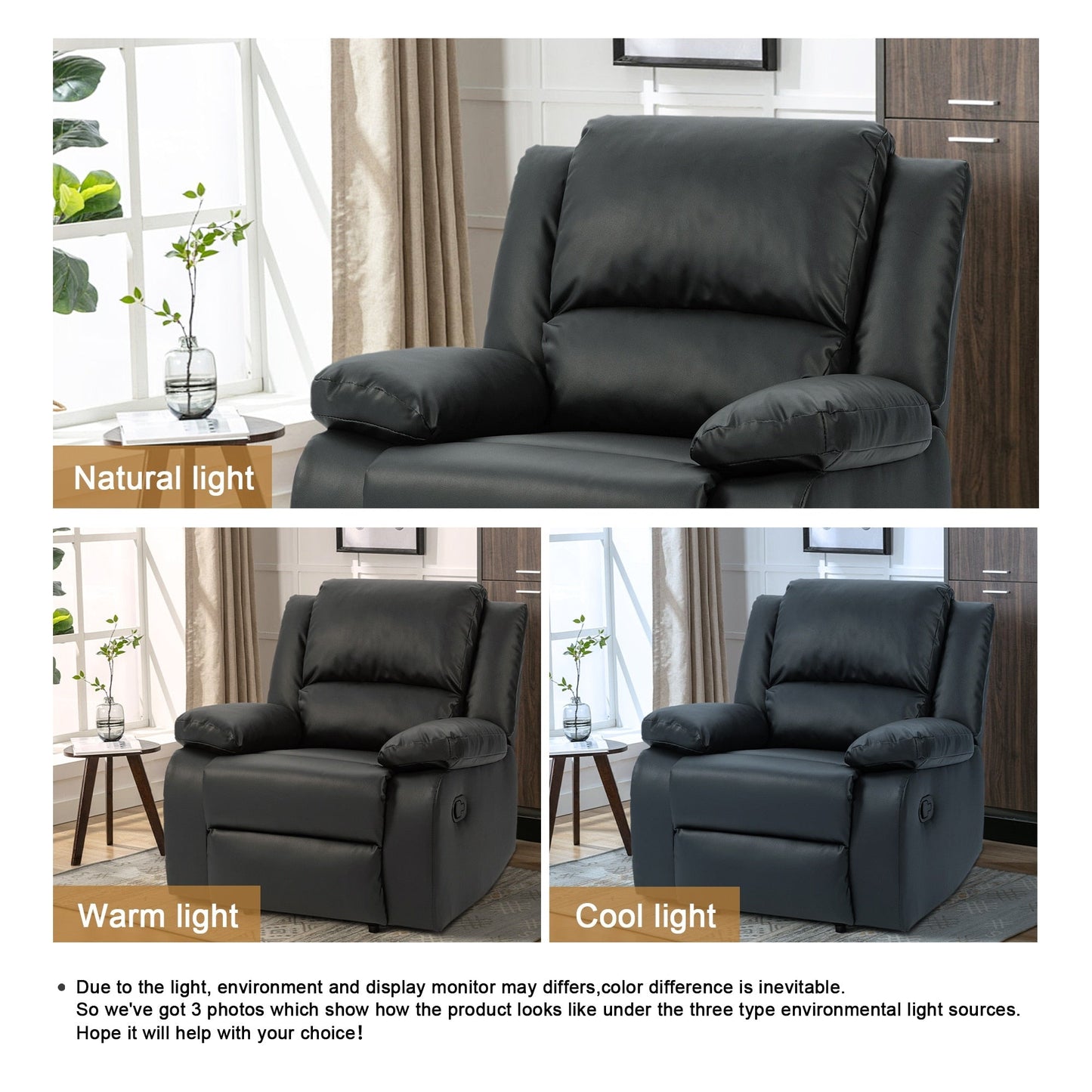 Poltrona in similpelle, divano singolo, reclinabili regolabili