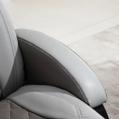 Poltrona reclinabile manuale in similpelle, girevole regolabile, con poggiapiedi