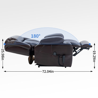 Poltrona reclinabile elettrica in similpelle con massaggio, riscaldamento, doppio motore e portabicchieri
