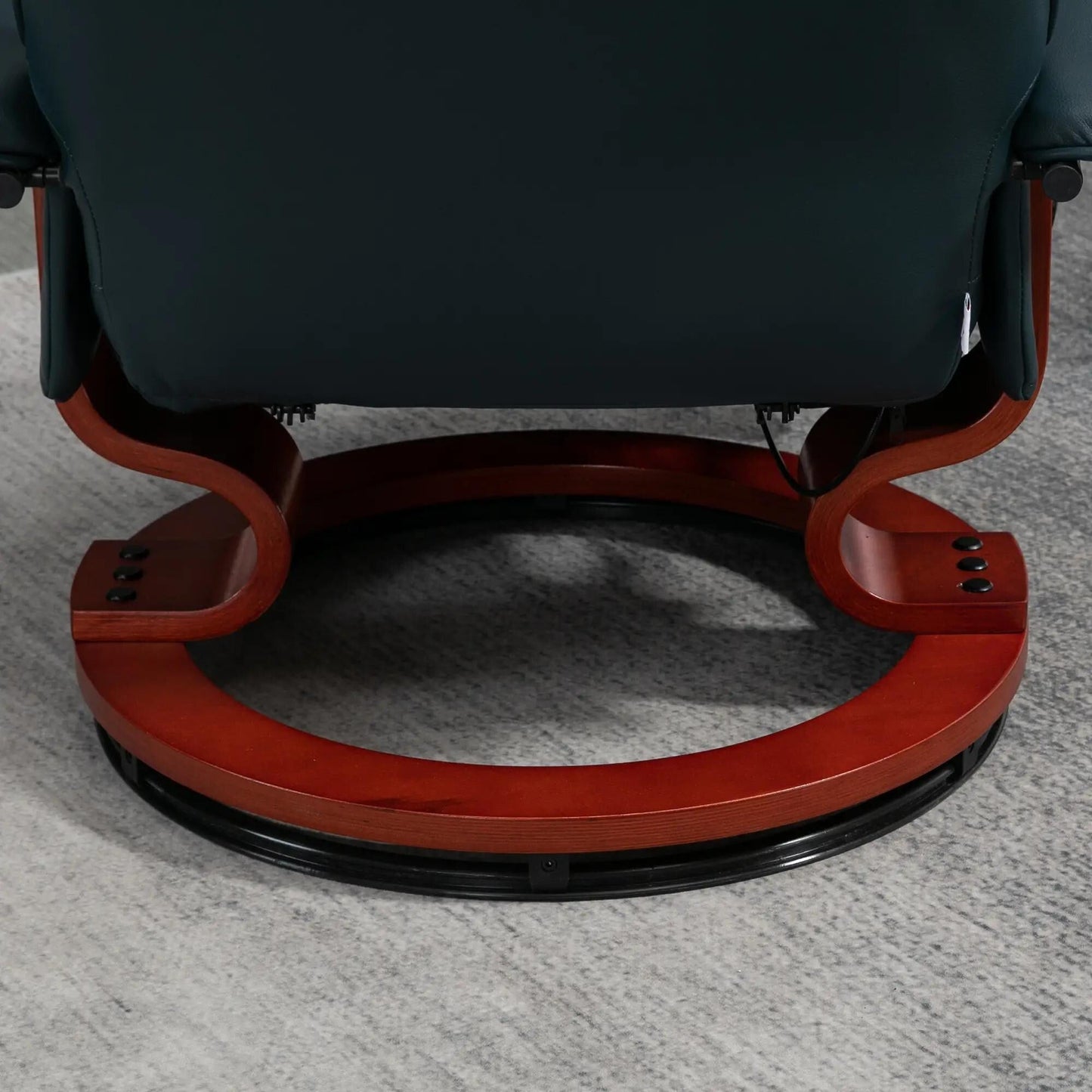 Poltrona reclinabile in similpelle, girevole con poggiapiedi e braccioli