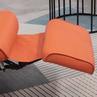 Poltrona reclinabile in similpelle, girevole con poggiapiedi e braccioli