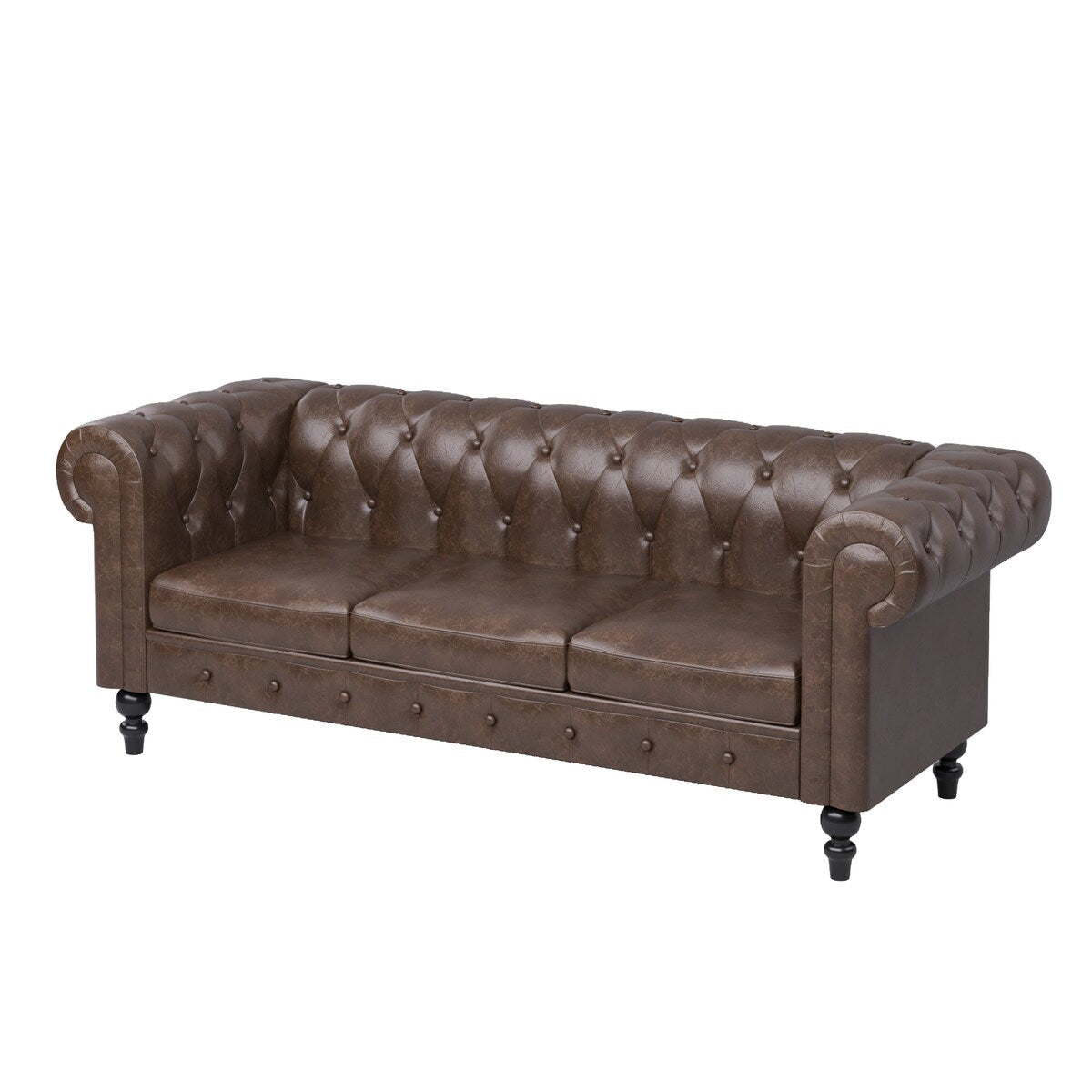 Divano Chesterfield rivestito in similpelle - 3 posti