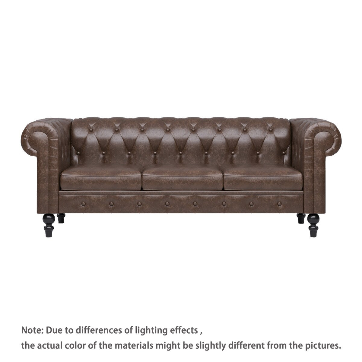 Divano Chesterfield rivestito in similpelle - 3 posti