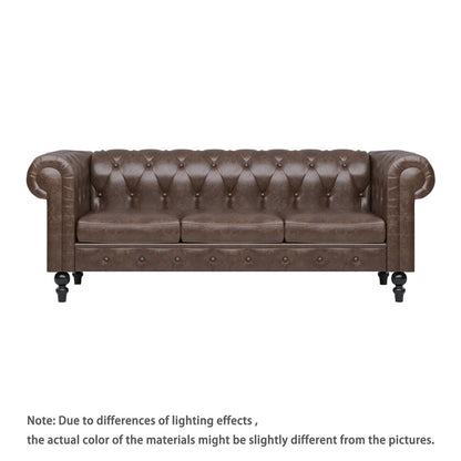 Divano Chesterfield rivestito in similpelle - 3 posti