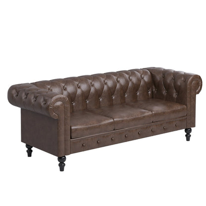 Divano Chesterfield rivestito in similpelle - 3 posti