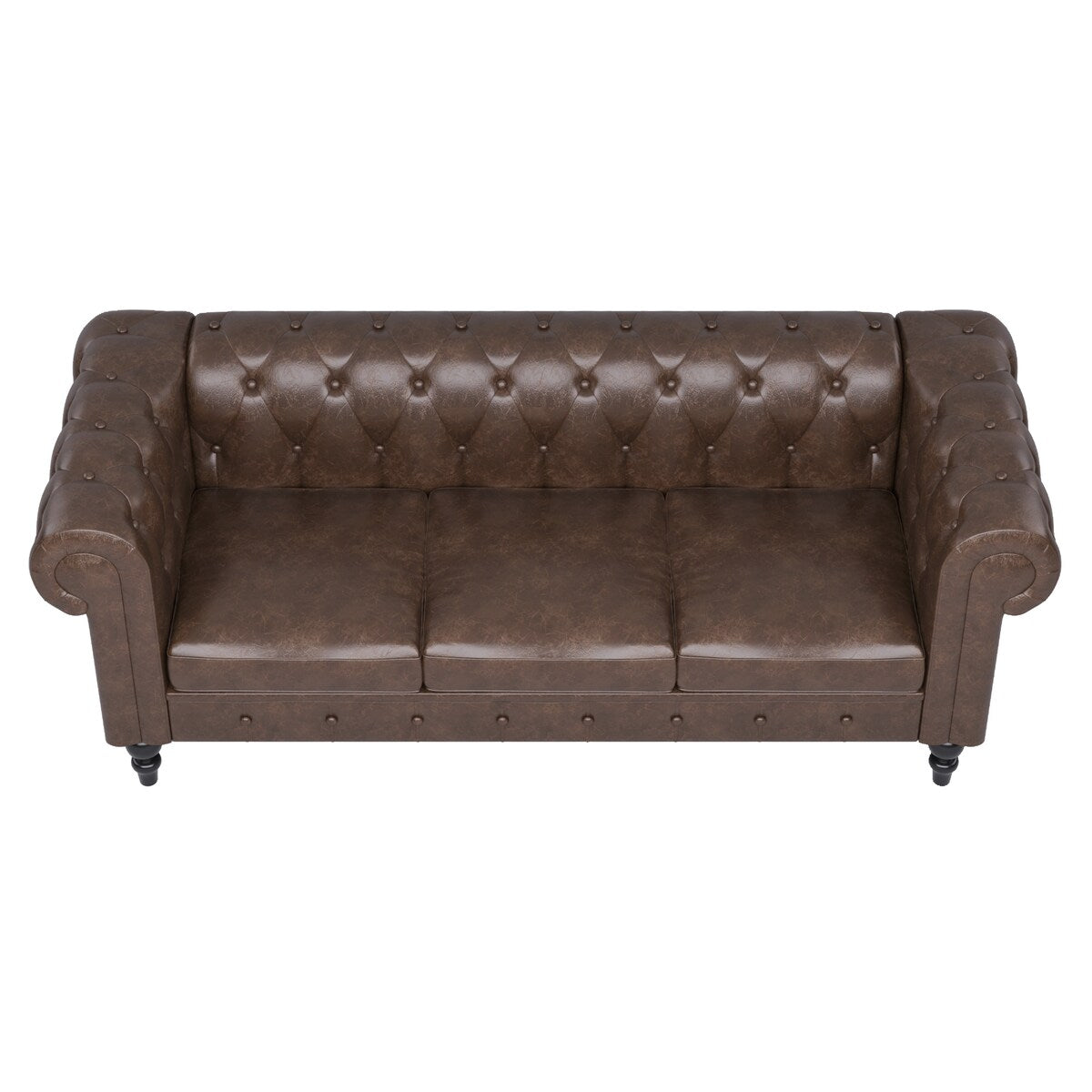 Divano Chesterfield rivestito in similpelle - 3 posti
