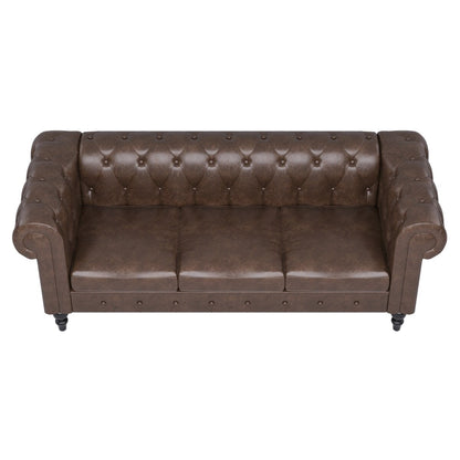 Divano Chesterfield rivestito in similpelle - 3 posti