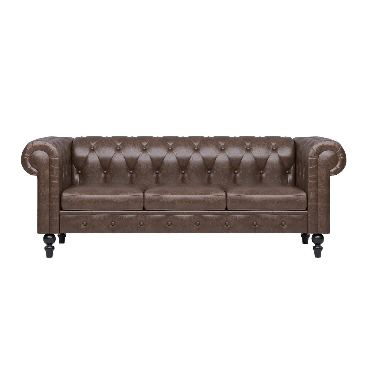 Divano Chesterfield rivestito in similpelle - 3 posti