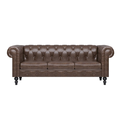 Divano Chesterfield rivestito in similpelle - 3 posti
