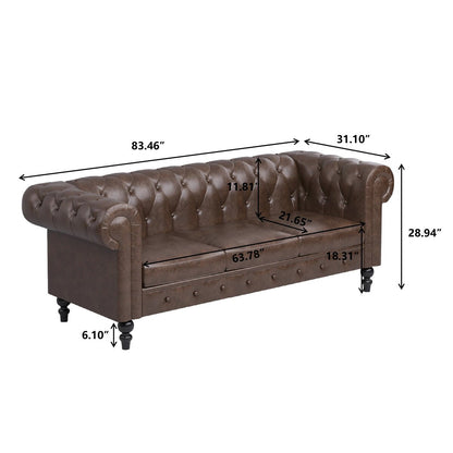 Divano Chesterfield rivestito in similpelle - 3 posti