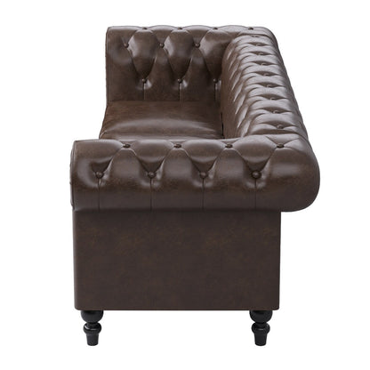 Divano Chesterfield rivestito in similpelle - 3 posti