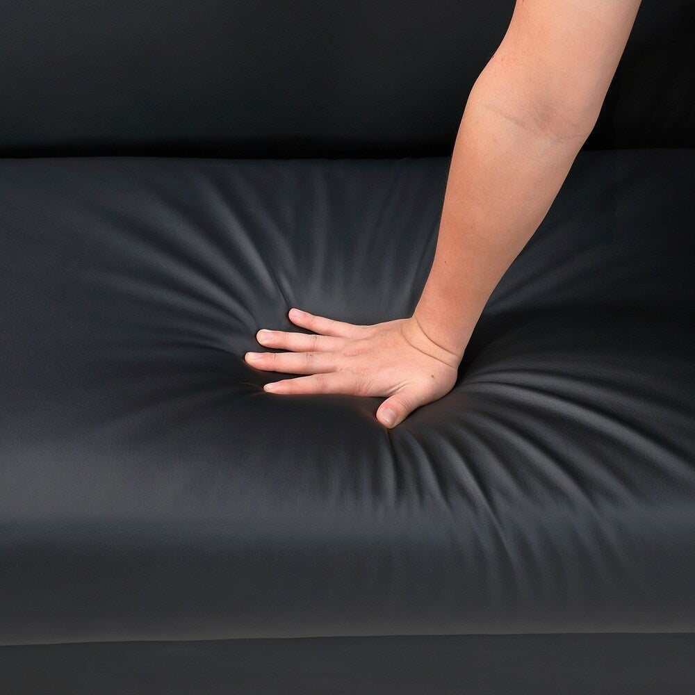 Divano letto confortevole con rivestimento in similpelle, arredamento moderno, struttura in compensato resistente, elegante chaise longue - 2 posti