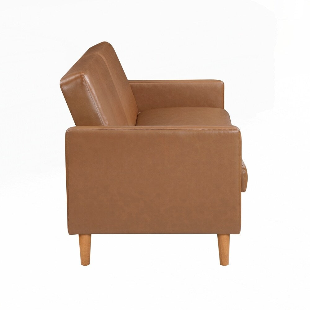 Divano letto confortevole con rivestimento in similpelle, arredamento moderno, struttura in compensato resistente, elegante chaise longue - 2 posti