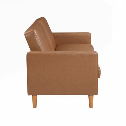 Divano letto confortevole con rivestimento in similpelle, arredamento moderno, struttura in compensato resistente, elegante chaise longue - 2 posti