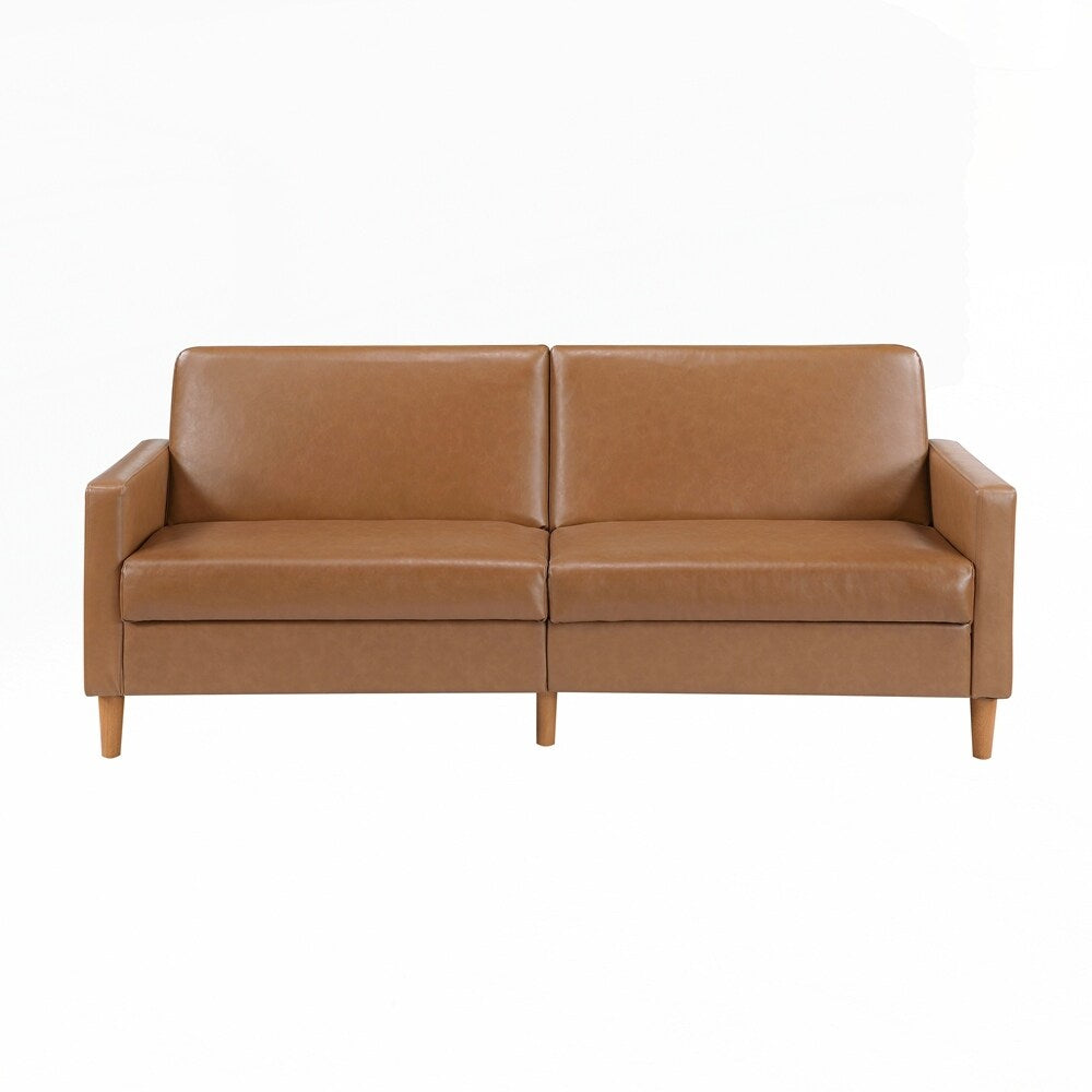 Divano letto confortevole con rivestimento in similpelle, arredamento moderno, struttura in compensato resistente, elegante chaise longue - 2 posti