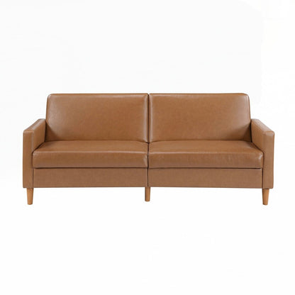 Divano letto confortevole con rivestimento in similpelle, arredamento moderno, struttura in compensato resistente, elegante chaise longue - 2 posti