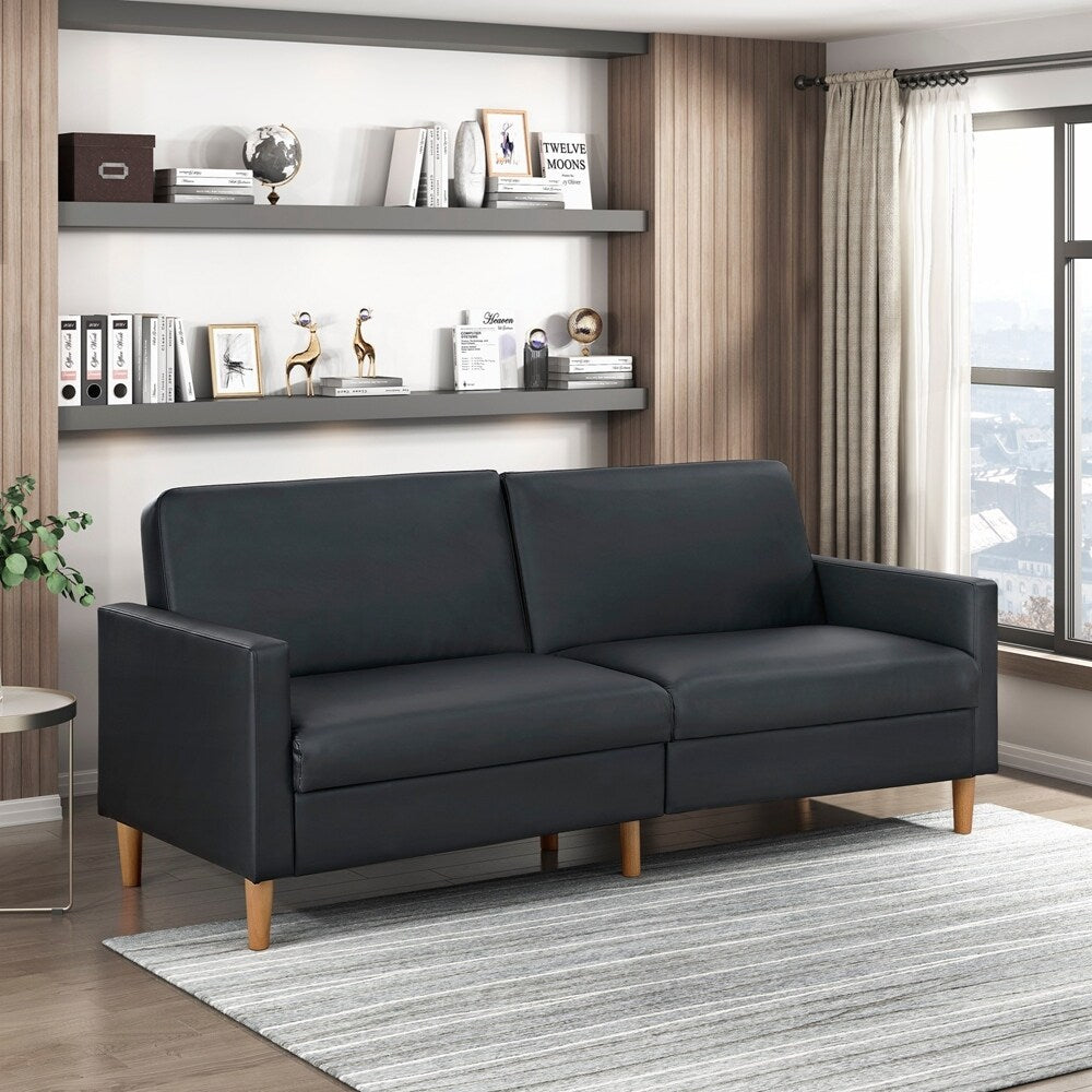 Divano letto confortevole con rivestimento in similpelle, arredamento moderno, struttura in compensato resistente, elegante chaise longue - 2 posti