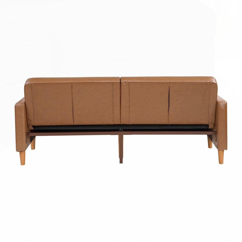 Divano letto confortevole con rivestimento in similpelle, arredamento moderno, struttura in compensato resistente, elegante chaise longue - 2 posti