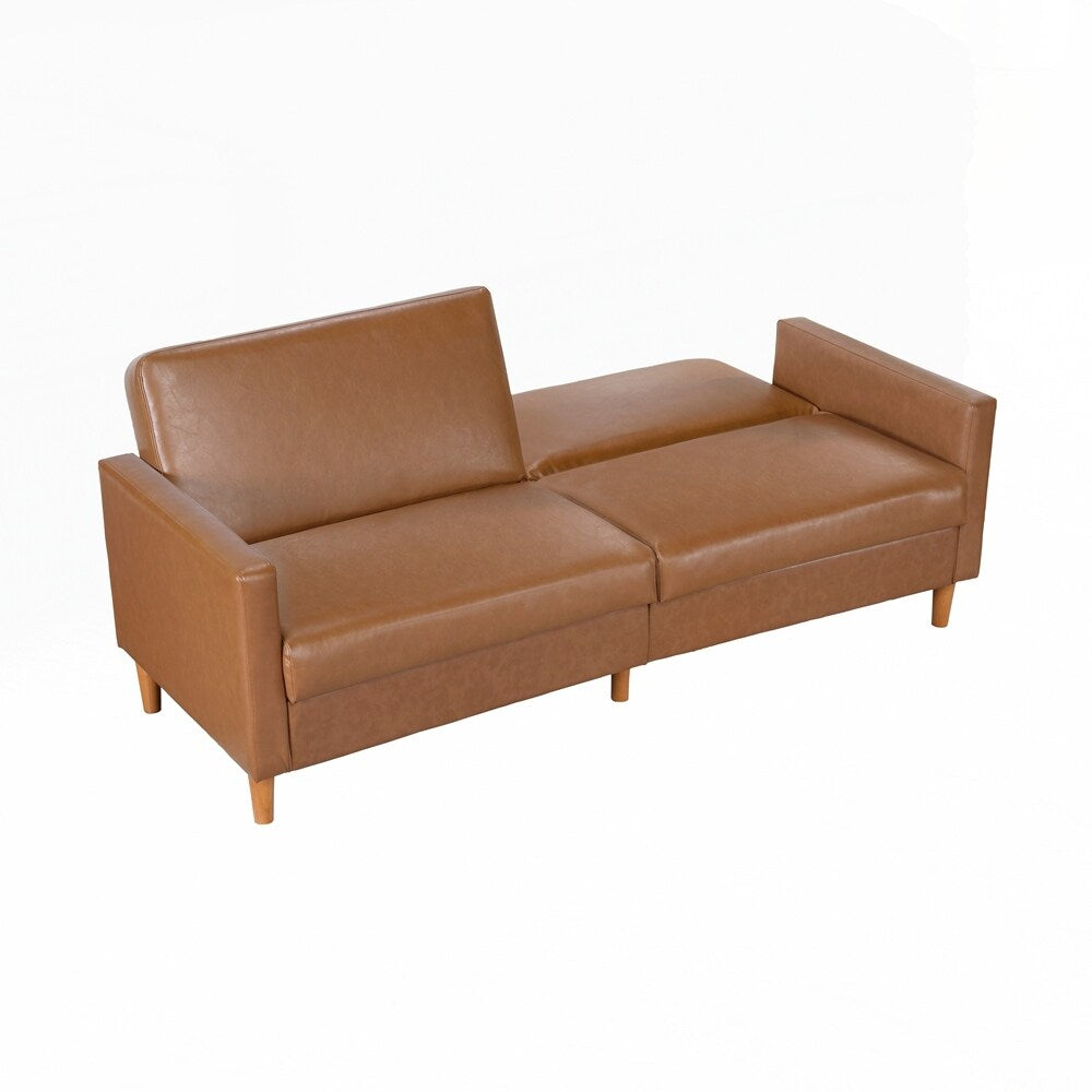 Divano letto confortevole con rivestimento in similpelle, arredamento moderno, struttura in compensato resistente, elegante chaise longue - 2 posti