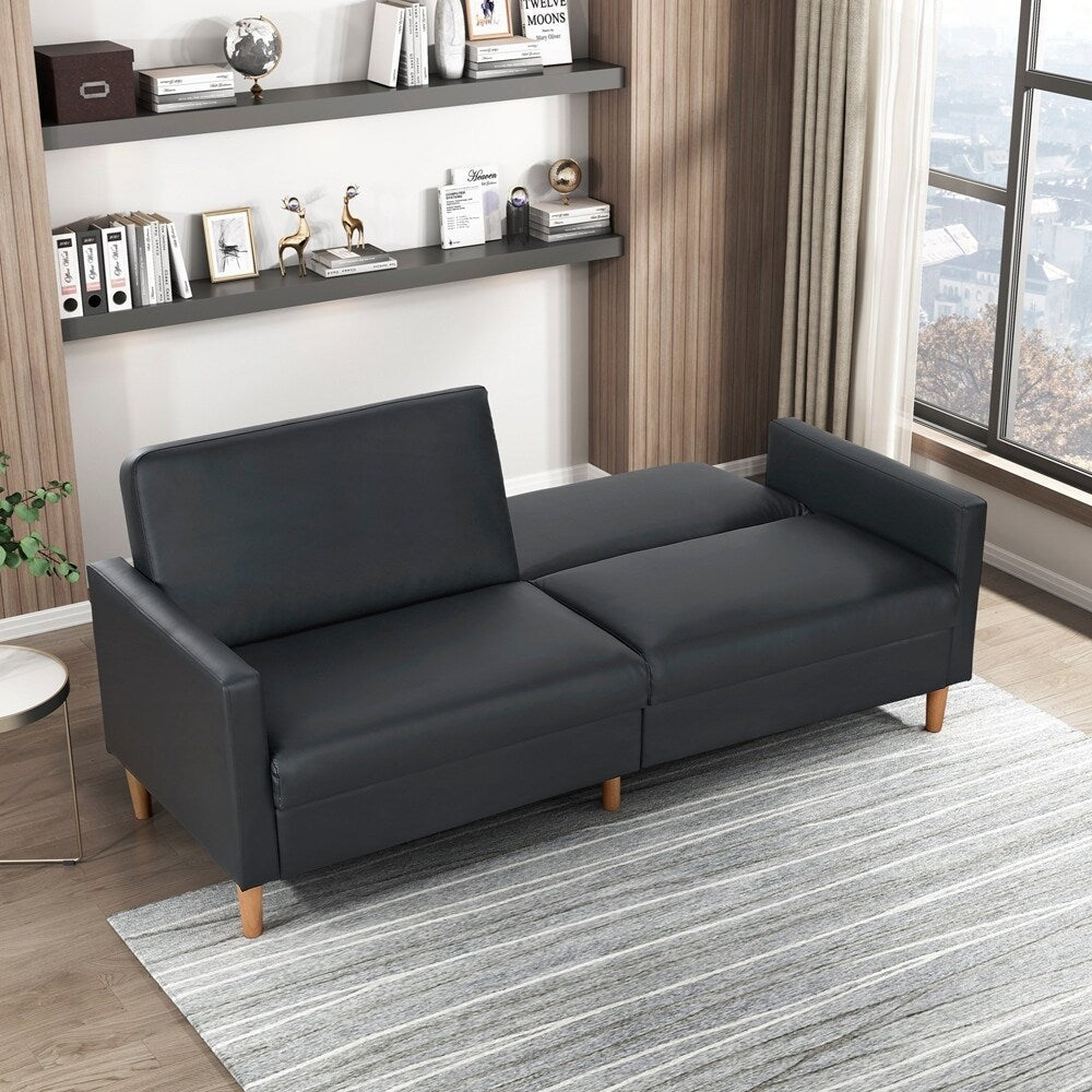 Divano letto confortevole con rivestimento in similpelle, arredamento moderno, struttura in compensato resistente, elegante chaise longue - 2 posti