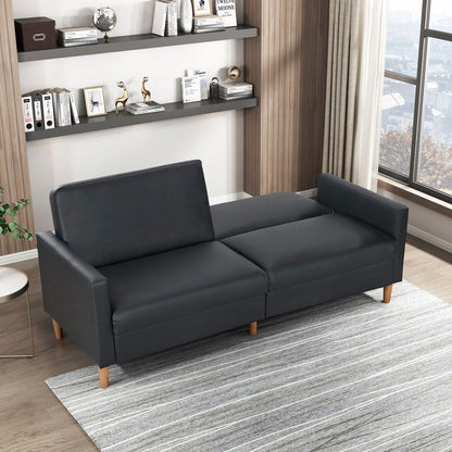 Divano letto confortevole con rivestimento in similpelle, arredamento moderno, struttura in compensato resistente, elegante chaise longue - 2 posti