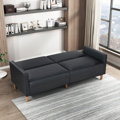 Divano letto confortevole con rivestimento in similpelle, arredamento moderno, struttura in compensato resistente, elegante chaise longue - 2 posti