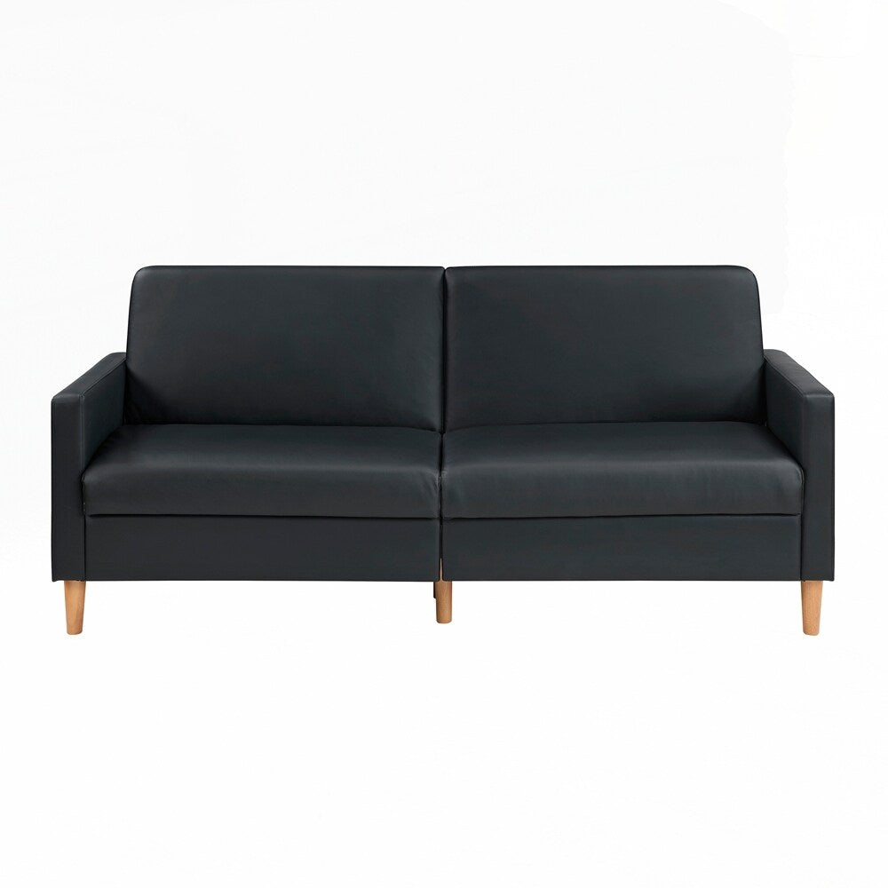 Divano letto confortevole con rivestimento in similpelle, arredamento moderno, struttura in compensato resistente, elegante chaise longue - 2 posti