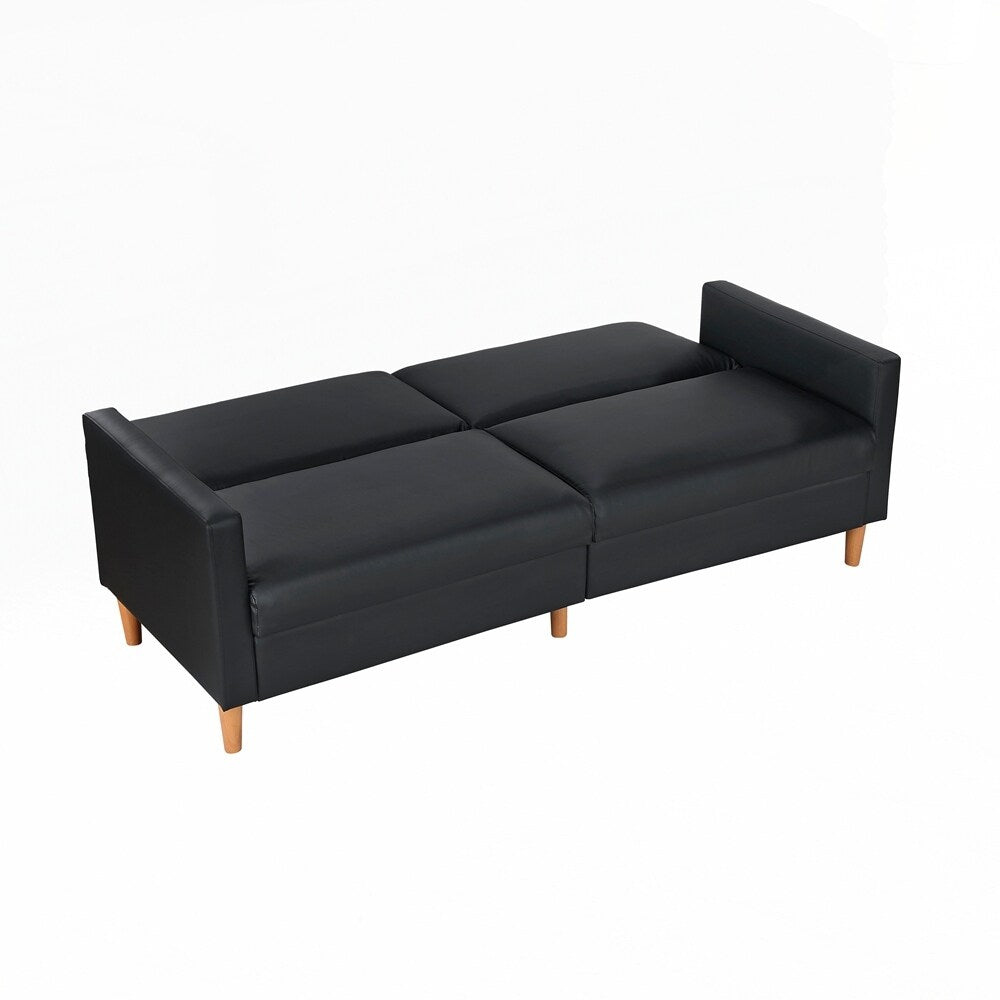 Divano letto confortevole con rivestimento in similpelle, arredamento moderno, struttura in compensato resistente, elegante chaise longue - 2 posti