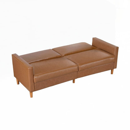 Divano letto confortevole con rivestimento in similpelle, arredamento moderno, struttura in compensato resistente, elegante chaise longue - 2 posti