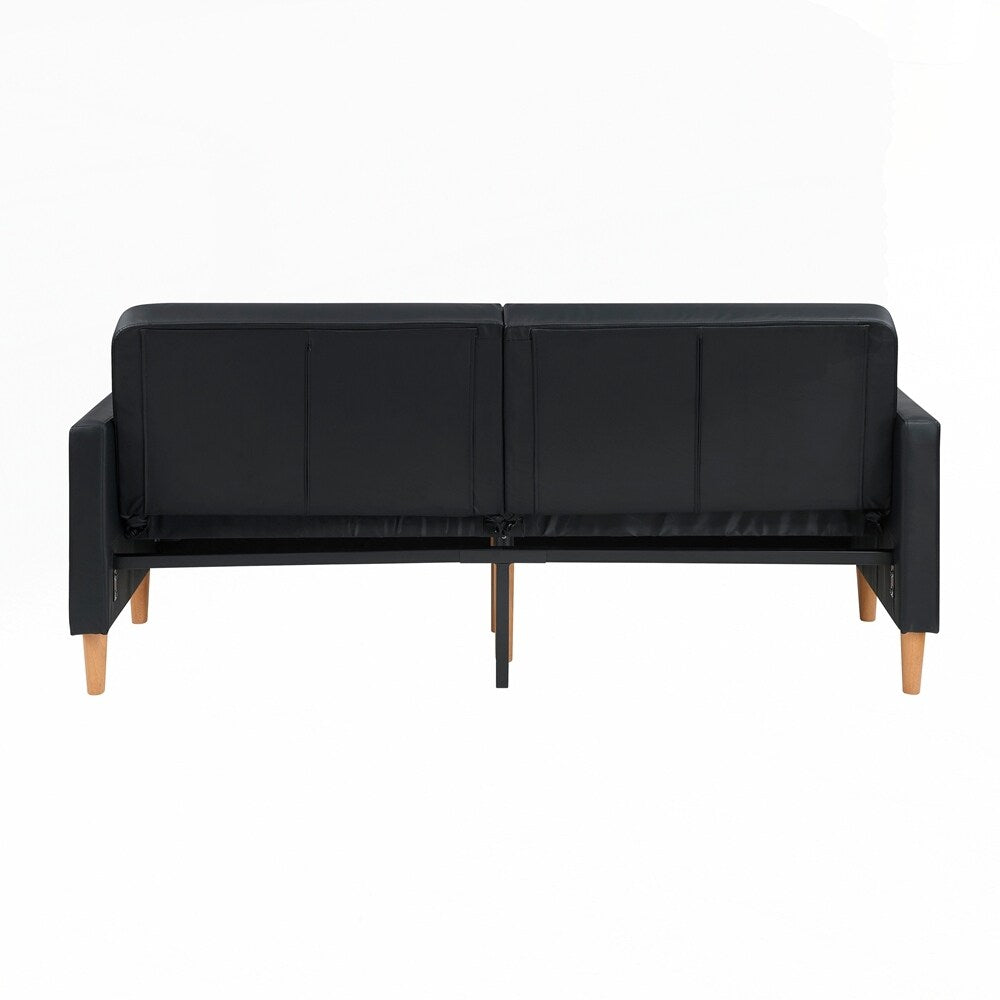 Divano letto confortevole con rivestimento in similpelle, arredamento moderno, struttura in compensato resistente, elegante chaise longue - 2 posti