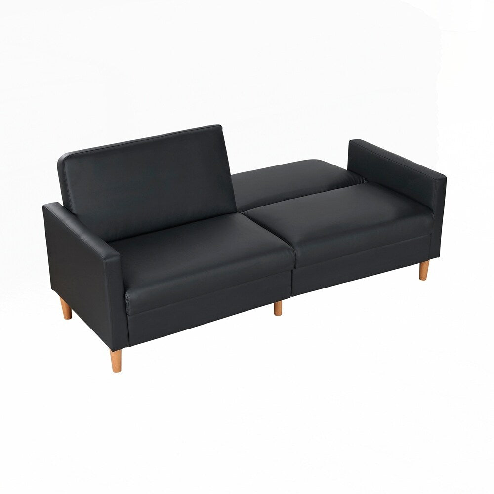 Divano letto confortevole con rivestimento in similpelle, arredamento moderno, struttura in compensato resistente, elegante chaise longue - 2 posti