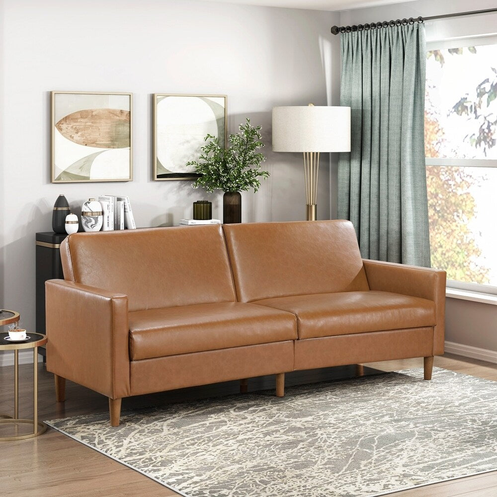 Divano letto confortevole con rivestimento in similpelle, arredamento moderno, struttura in compensato resistente, elegante chaise longue - 2 posti