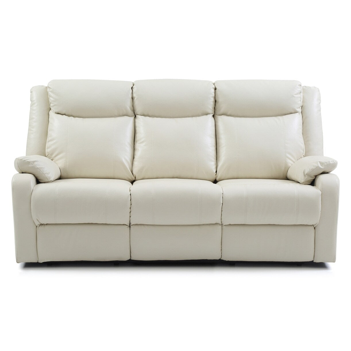 Divano reclinabile a 3 posti in similpelle con braccioli con cuscino superiore - 76 - Bianco