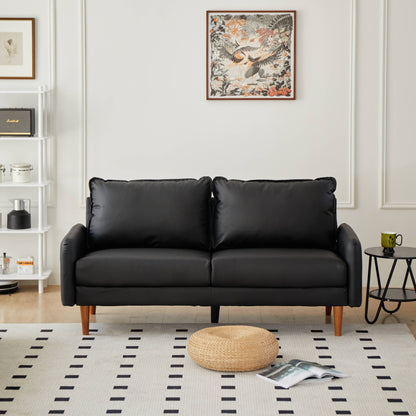 Divano con braccioli quadrati in similpelle da 70''