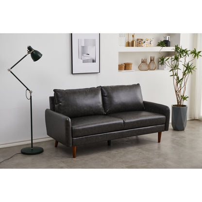 Divano con braccioli quadrati in similpelle da 70''