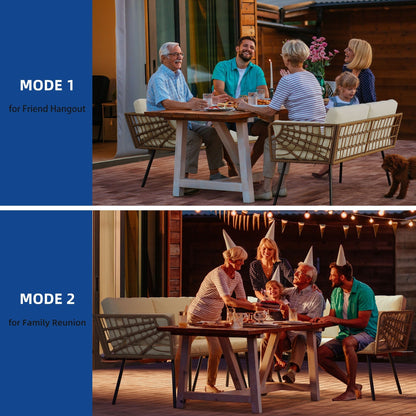 Set da conversazione per patio esterno Moasis da 4 pezzi, divano componibile in vimini, divano a L con tavolino da caffè