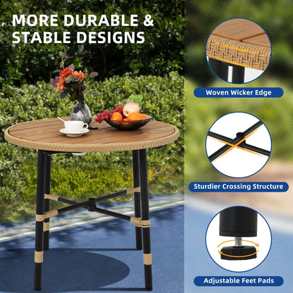 Set da pranzo per esterni Moasis da 5 pezzi in rattan, tavolo con sedie in vimini e foro per ombrellone