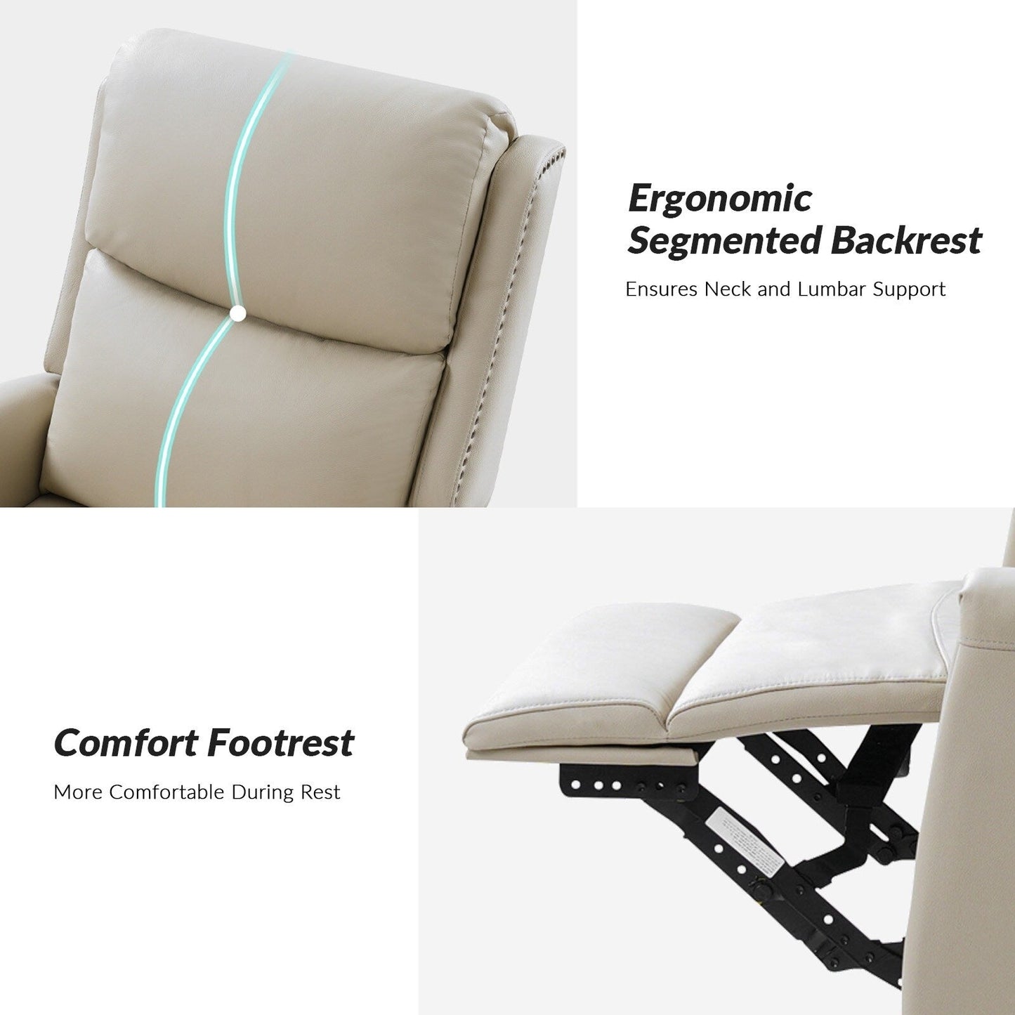 Poltrona reclinabile girevole Fiacro 30.31Wide Modern in vera pelle con schienale alto e finiture con borchie