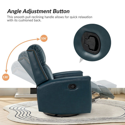 Poltrona reclinabile girevole Fiacro 30.31Wide Modern in vera pelle con schienale alto e finiture con borchie, set da 2