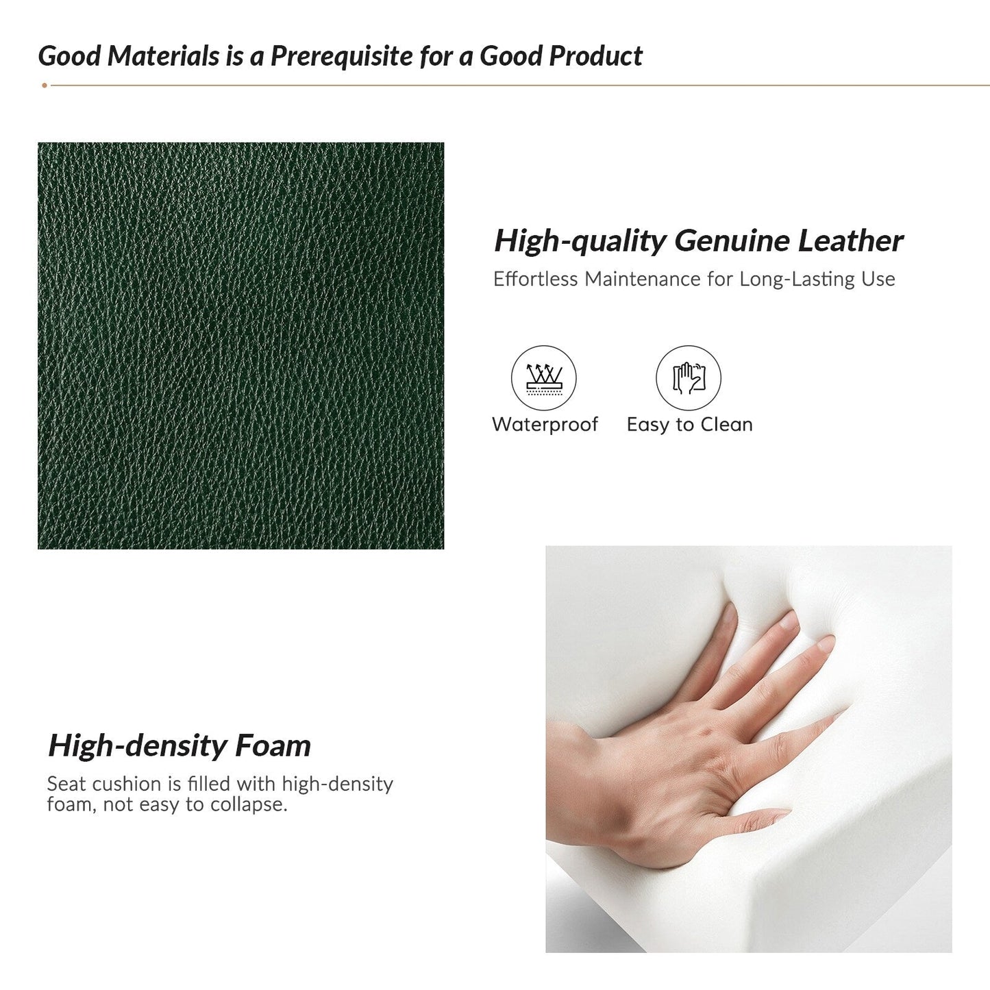 Poltrona reclinabile girevole Fiacro 30.31Wide Modern in vera pelle con schienale alto e finiture con borchie, set da 2