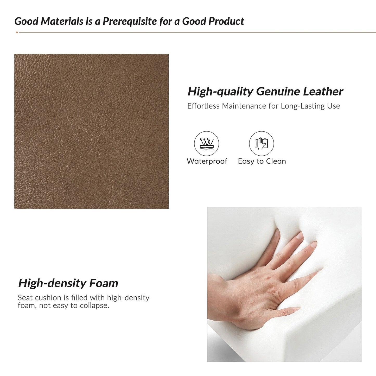 Poltrona reclinabile girevole Fiacro 30.31Wide Modern in vera pelle con schienale alto e finiture con borchie, set da 2