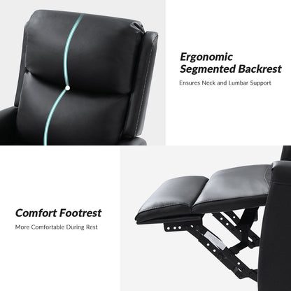 Poltrona reclinabile girevole Fiacro 30.31Wide Modern in vera pelle con schienale alto e finiture con borchie, set da 2