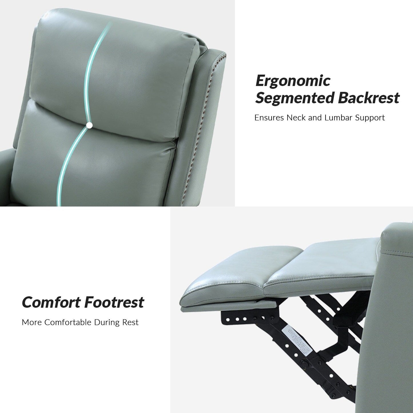 Poltrona reclinabile girevole Fiacro 30.31Wide Modern in vera pelle con schienale alto e finiture con borchie, set da 2