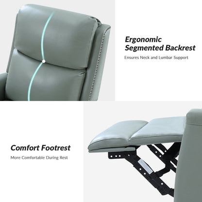 Poltrona reclinabile girevole Fiacro 30.31Wide Modern in vera pelle con schienale alto e finiture con borchie, set da 2