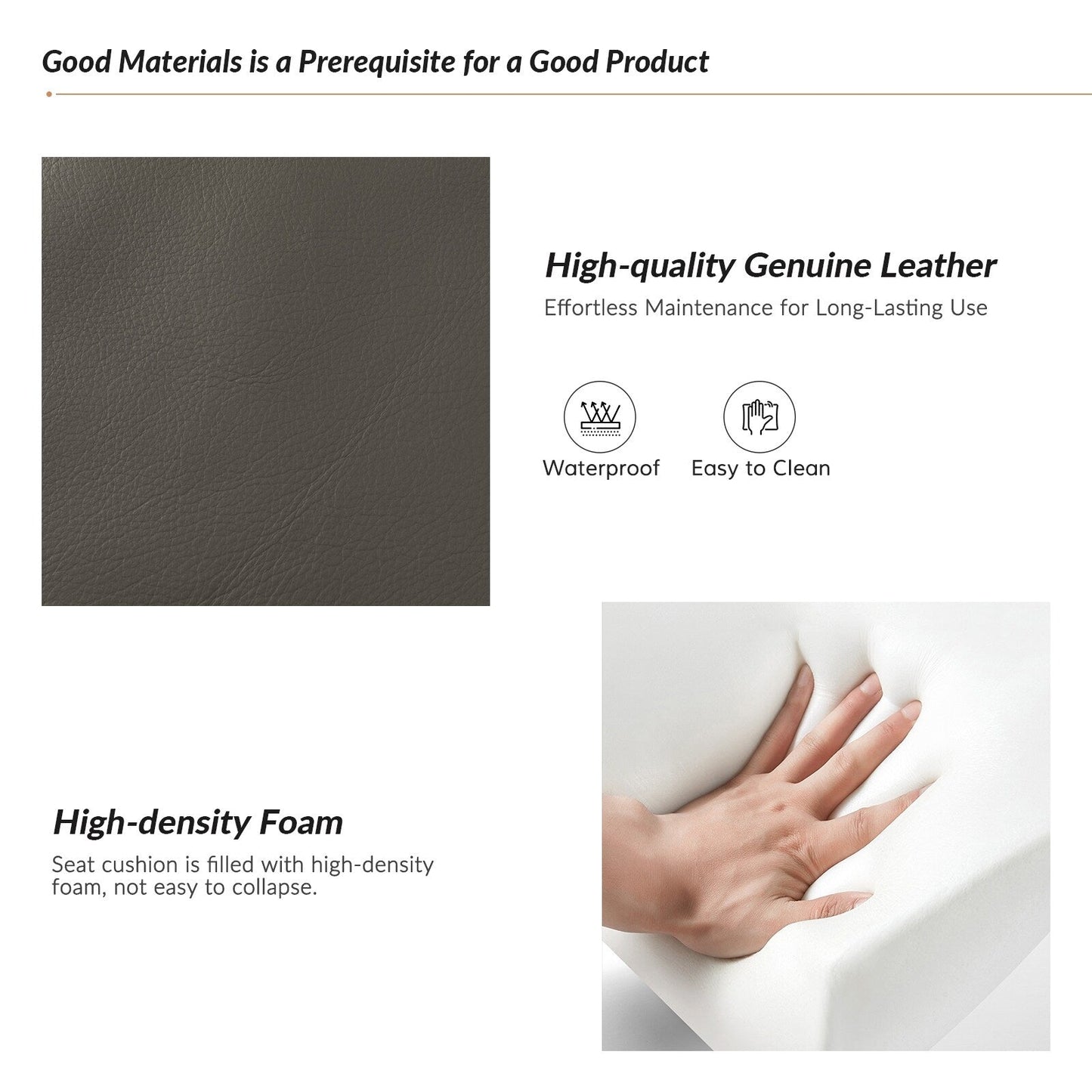 Poltrona reclinabile girevole Fiacro 30.31Wide Modern in vera pelle con schienale alto e finiture con borchie, set da 2