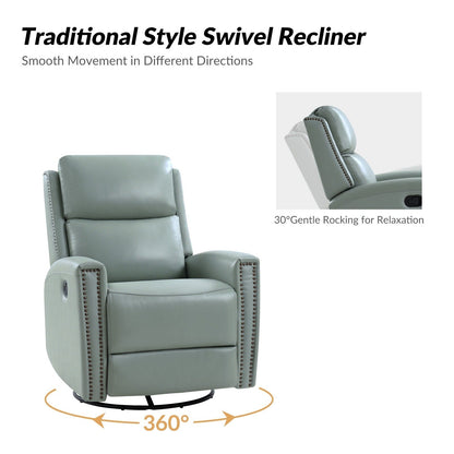 Poltrona reclinabile girevole Fiacro 30.31Wide Modern in vera pelle con schienale alto e finiture con borchie, set da 2