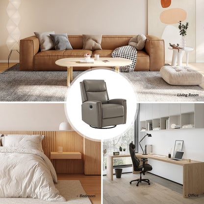 Poltrona reclinabile girevole Fiacro 30.31Wide Modern in vera pelle con schienale alto e finiture con borchie, set da 2