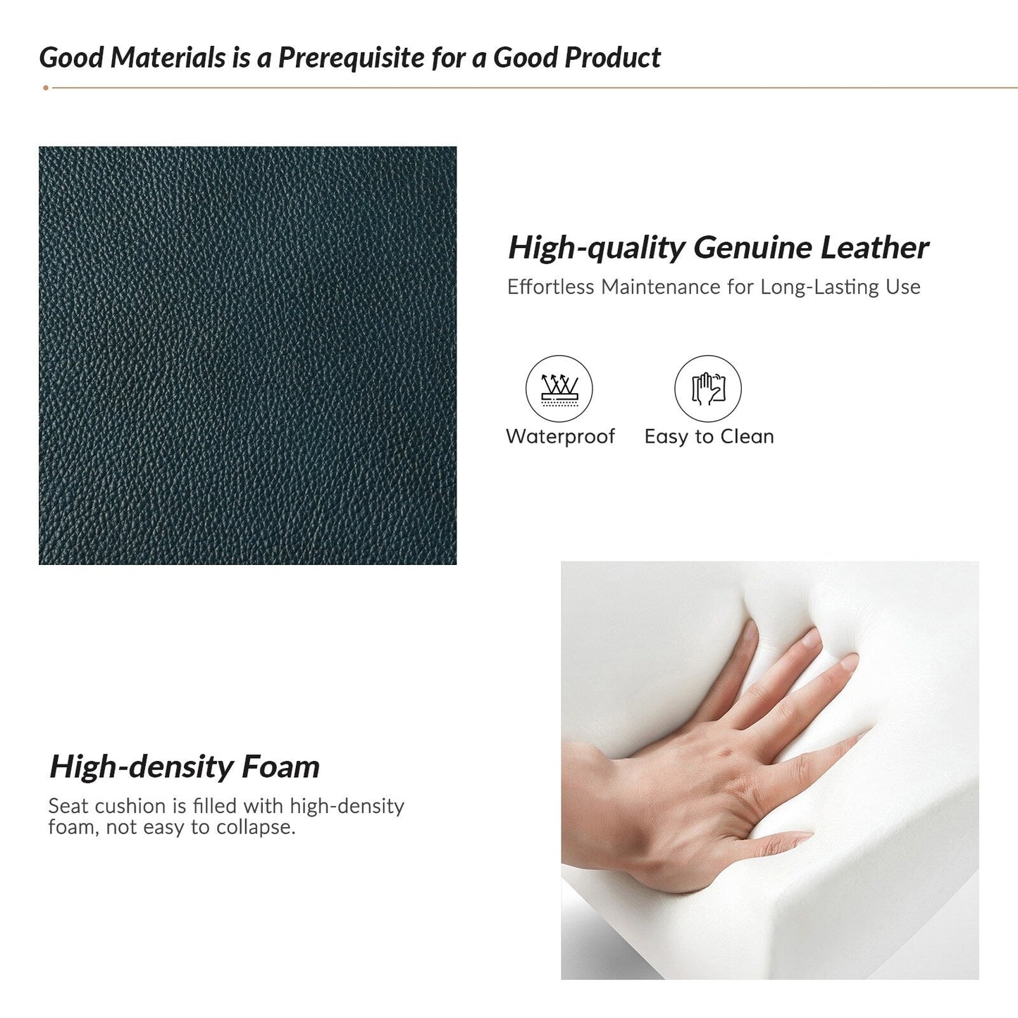 Poltrona reclinabile girevole Fiacro 30.31Wide Modern in vera pelle con schienale alto e finiture con borchie, set da 2