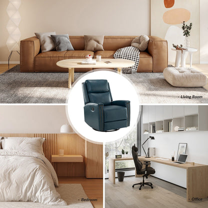 Poltrona reclinabile girevole Fiacro 30.31Wide Modern in vera pelle con schienale alto e finiture con borchie